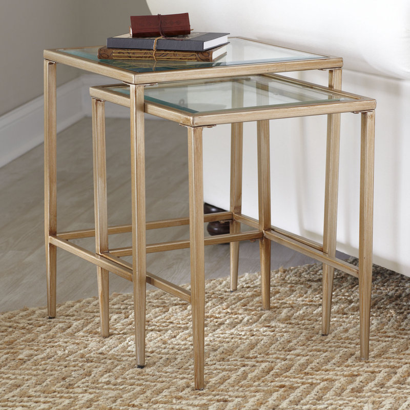 Birch Lane™ Carney Glass Top Nesting Tables & Reviews | Wayfair